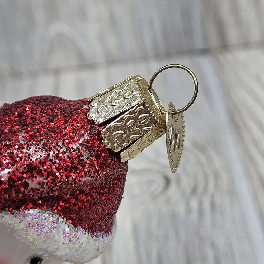 OWC Snowman‎ Glass Ornament Glitter Happy Holidays Christmas Decor Collectible